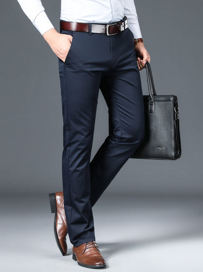 Men's Straight Leg Dress Pants, Men's Classic Design Pants for Business