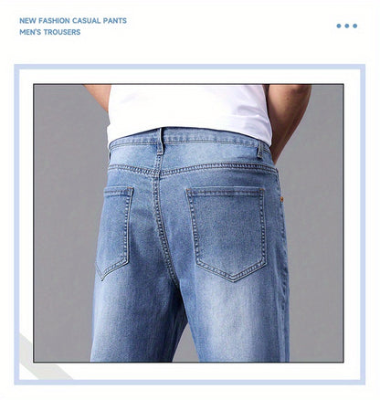 Men'S Stretchy Long Pants, Stylish And Versatile, Slim Fit, Breathable, Trendy Denim Trousers for Spring And Summer.