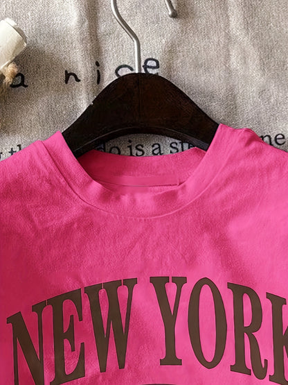 Ladies' Casual T-shirt With Letters, NEW NY USA Pattern, Circular Nect, Summer And Spring Fashion Clothing