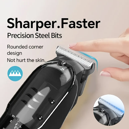 Rechargeable Professional Grooming Kit, Men's Digital Display Electric Trimmer, Minimalist Transparent Design | Portable Haircutting Tool for Home & Salon Use, Essential for Stylists, Ideal for Hair & Beard Trimming, Father's