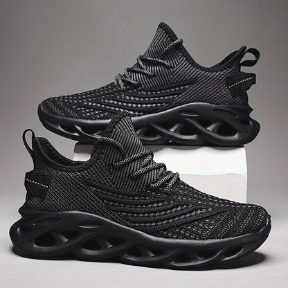 Breathable Knit Sneakers - Summer Height-Boosting Running Shoes | Fashionable & Casual Lace-Up Athletic Footwear for Men and Women | Durable EVA Sole | Perfect for Outdoor Activities | Black, White, Red, Summer Running Shoes|