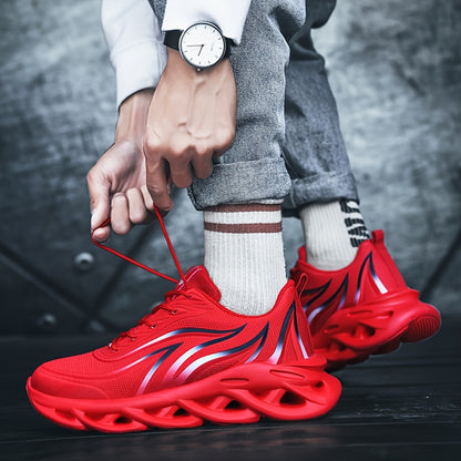 Men's Fashionable Breathable Sneakers - Casual Athletic Footwear for Every Season, Lace-Up with EVA Sole - ayq