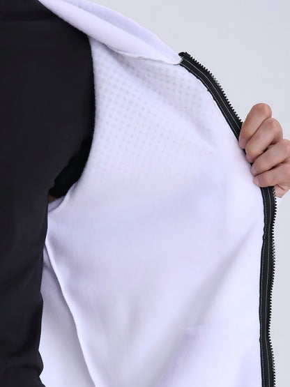 Men's Red Hooded Zip-Up Jacket with Logo Patch Pocket - Logo Personalization, Full-Zip Front Closure, Hooded Collar & Black Zipper - Casual Sportswear Winter Coat for Gym,, Streetwear () - Logo Printing Service, Mens Clothes,