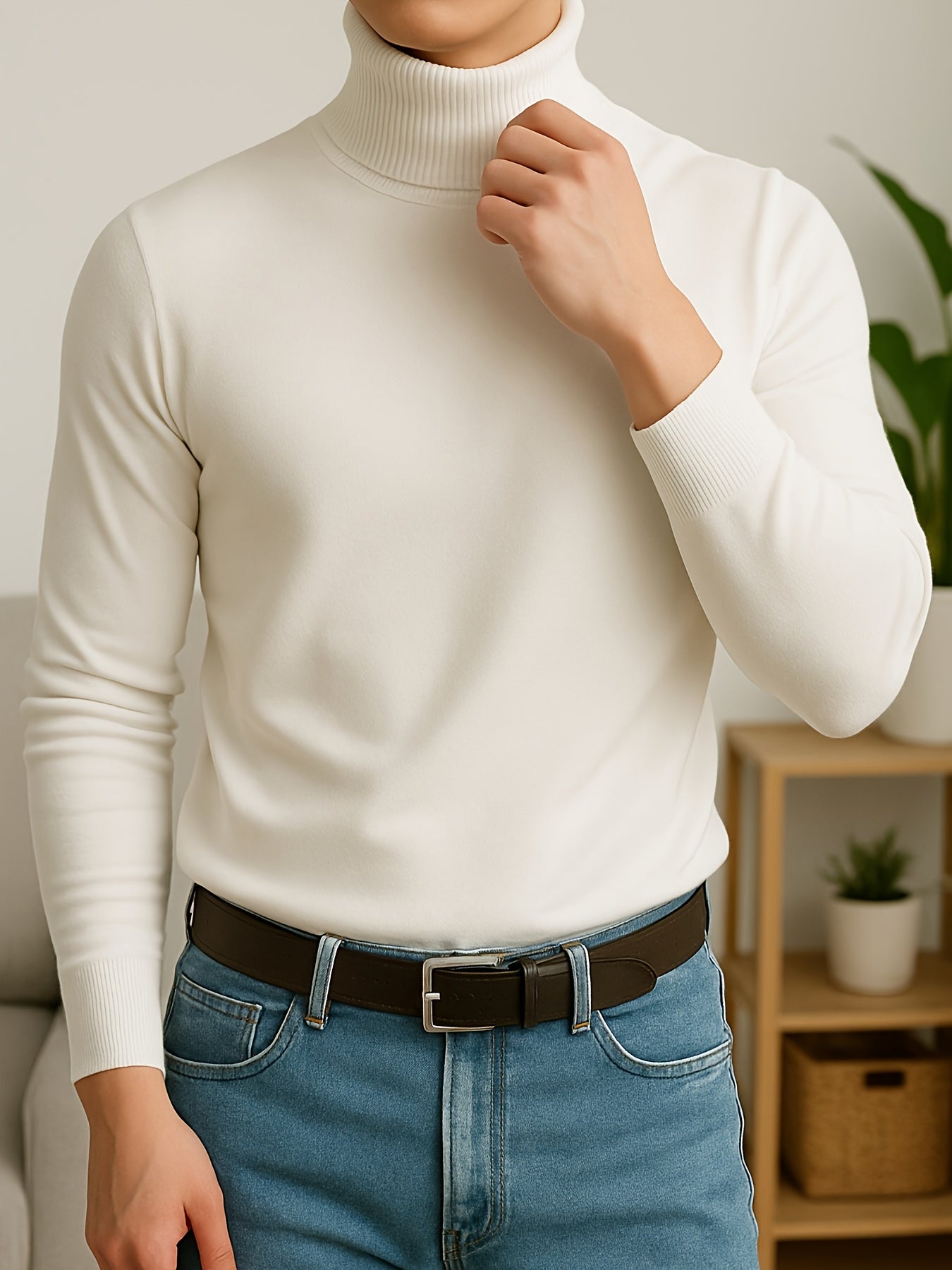 Winter Warm Turtleneck Sweater - Slim-Fit Stretchable High Neck Pullover, Solid Black/White/Navy/Brown/Grey/Rust - Casual & Formal Wear, Layering Essential for Cold Weather, Easy-Care Sweater Coat