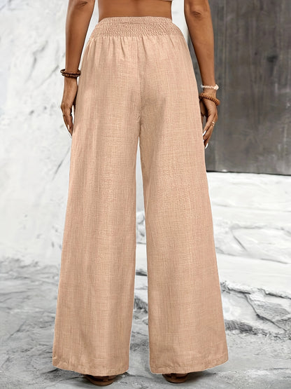Elegant Solid Color Twisted Knot Straight-Leg Pants