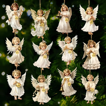 12pcs/24pcs Victorian Style Angel Ornaments - Serene White Angels with Golden Bells and Ribbons, Perfect for Home, Window, Fireplace, and Party Decorations, Festive Spring and Country Style, Ideal Celebration and Party Gift,