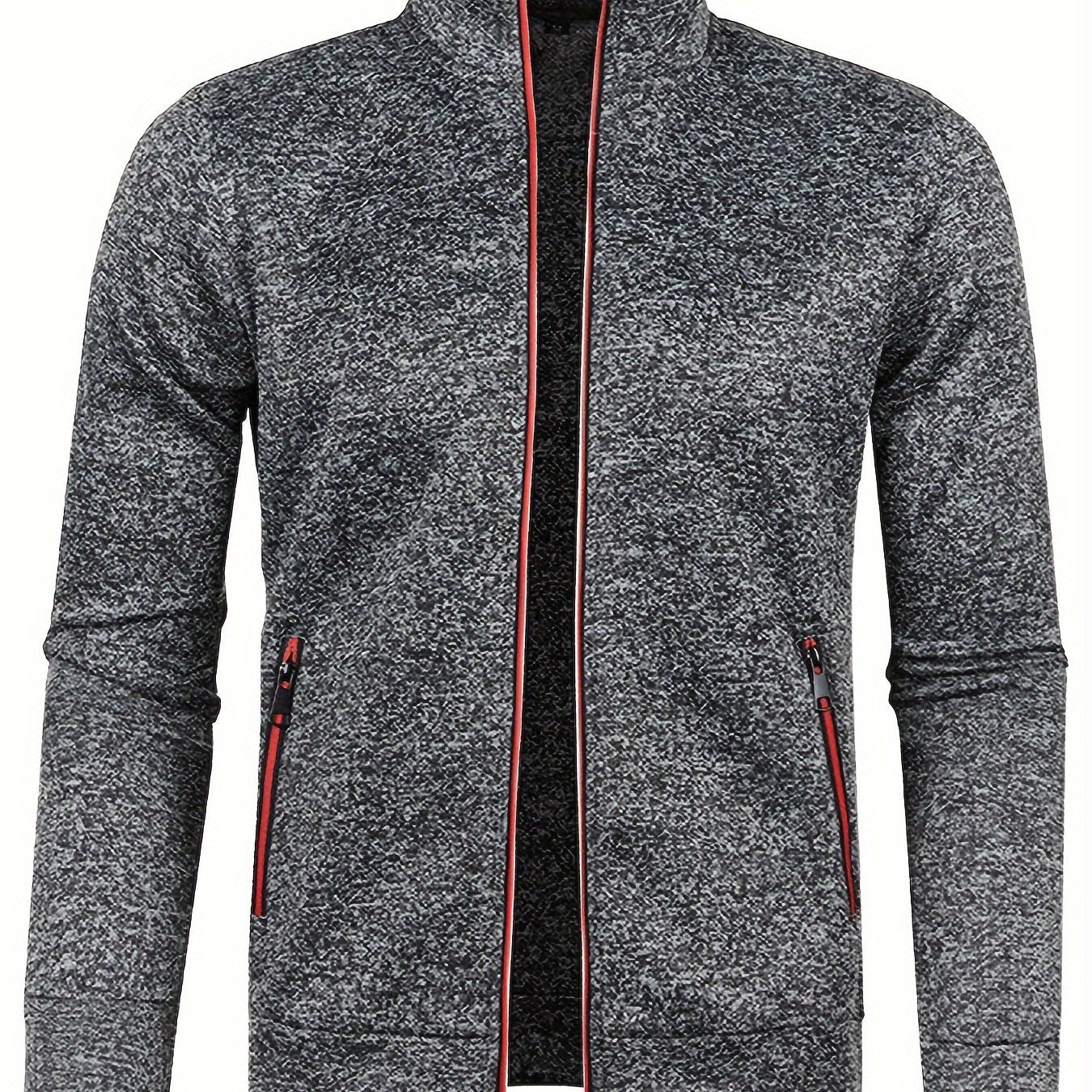 Men's Stand Collar Jacket - Full-Zip Casual Athletic Coat, Light Grey with Lime Accents, Zippered Front Closure for Gym, Office, Everyday - Machine Washable Outerwear, Gym Wear, Sporty Design, Smooth Texture, Lightweight Coat