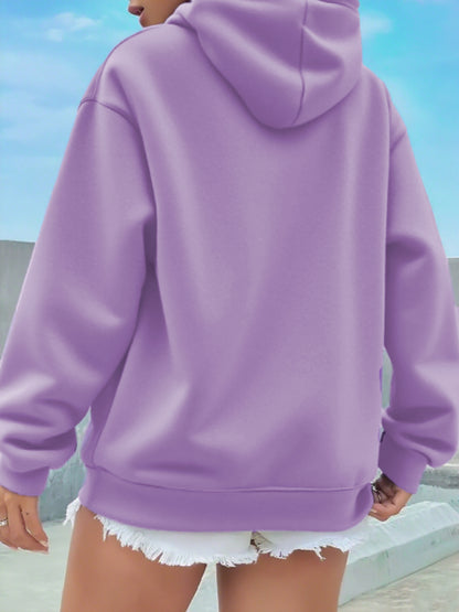 Women's Hooded Sweatshirt, Christmas Fashion Loose Elegant Long Sleeve Drawstring Hoodie, Atmospheric Print Red/Dark Green/Tender Pink/Violet Hooded Sweatshirt, Holiday Gift, Women's Clothing