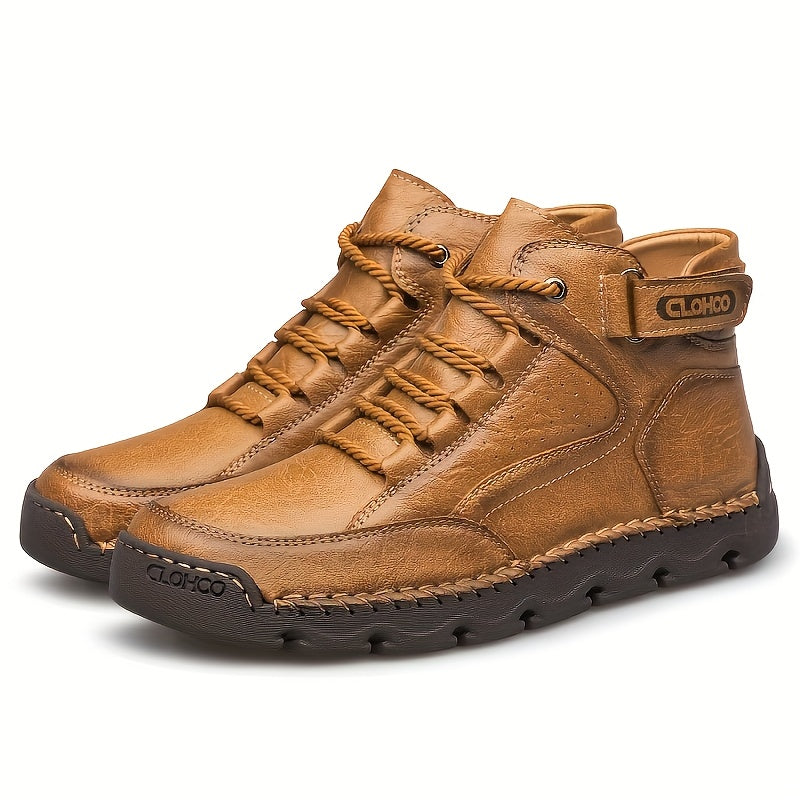 Men's Casual Mid-Top Sneakers with Rubber Sole and Lace-Up Design