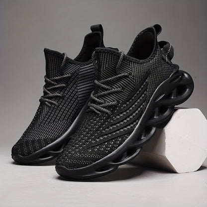 Breathable Knit Sneakers - Summer Height-Boosting Running Shoes | Fashionable & Casual Lace-Up Athletic Footwear for Men and Women | Durable EVA Sole | Perfect for Outdoor Activities | Black, White, Red, Summer Running Shoes|