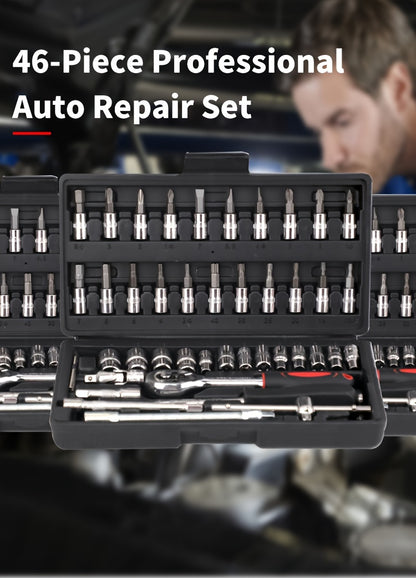 Repair Wrench Set, Ratchet Wrench Set, Socket Wrench Set, Designed for Various Environments Including Automotive Repair and Home Decoration, with Storage Box. 27-GJX