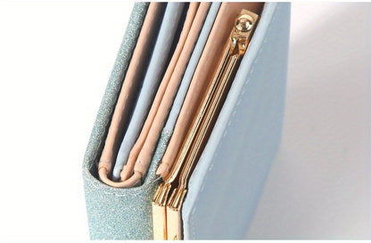 1pc, Women's Luxury High-Quality Wallet, Multi-Functional Multi-Card Slot Exclusive Coin Purse, Portable Compact Versatile Travel, Gorgeous Small Sequins, Exquisite Lady Gentle Style, Unique Design, Metal Snap Closure, Solid