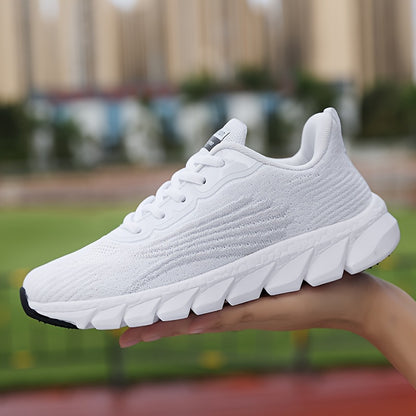 Women's Solid Color Casual Sneakers, Lace Up Comfy Breathable Soft Sole Shoes, Lightweight Low-top Running Shoes plus size
