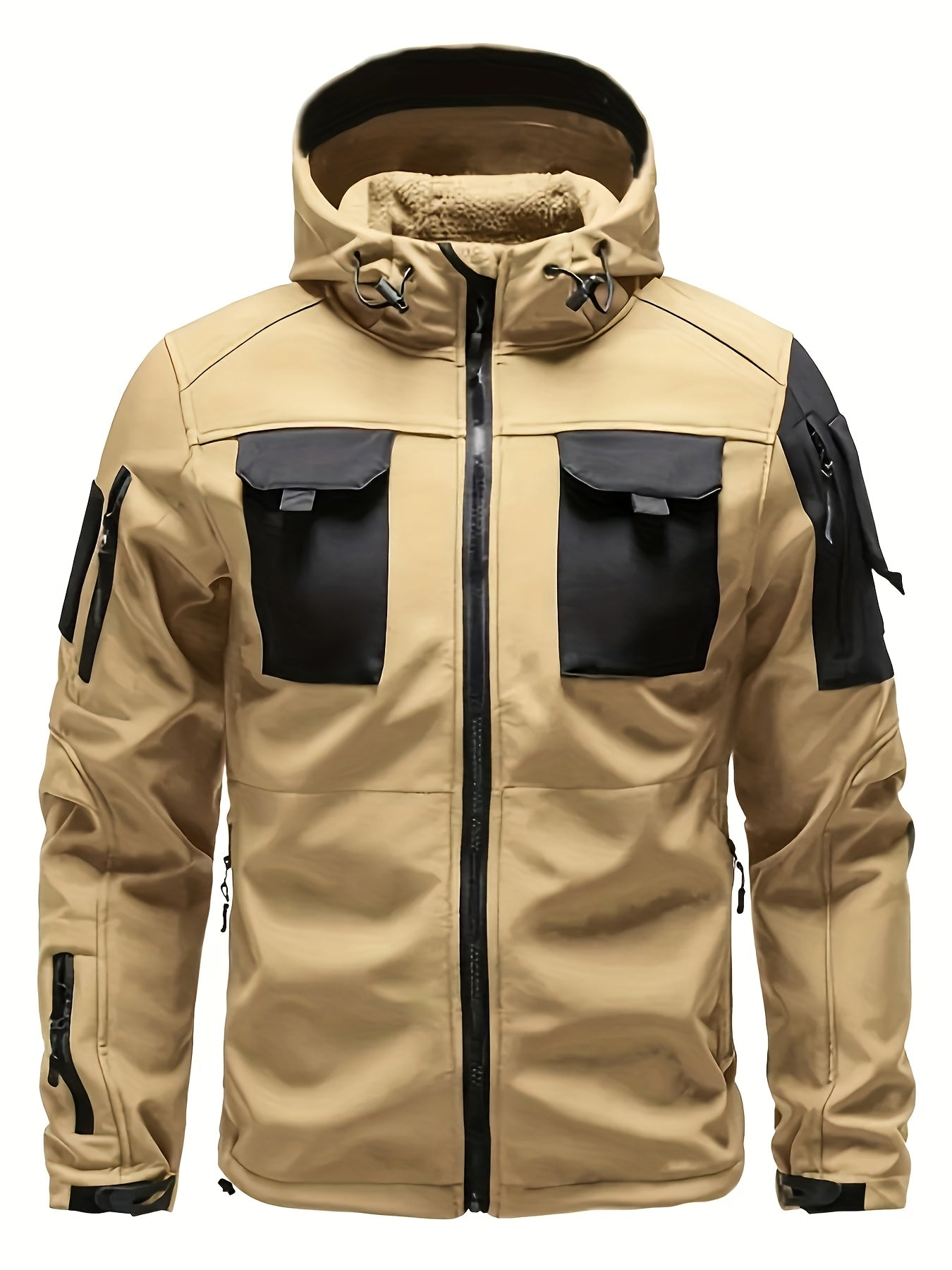 Men's Outdoor 2-Piece Hooded Fleece Jacket & Cargo Pants Set