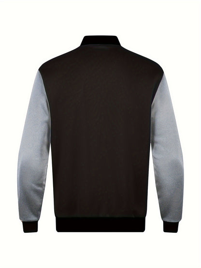 Տղամարդու տառային նախշերով կոնտրաստային գույնի բեյսբոլի բաճկոն