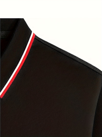 Men'S Comfortable POLO Shirt | Classic Button-Up Lapel Collar, Casual Style, Short Sleeve, Solid Color - ayq