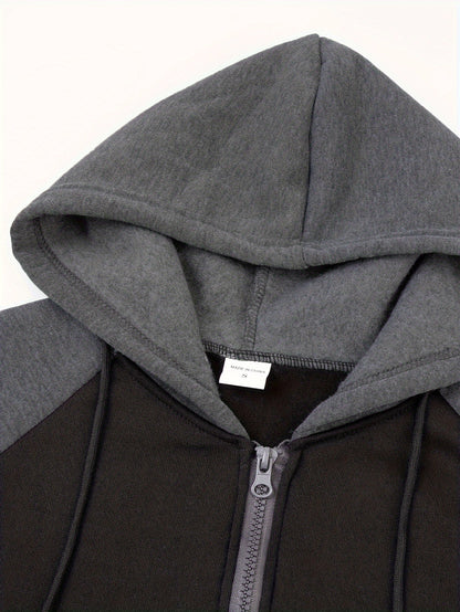 Տղամարդու գունավոր բլոկներով գլխարկով բաճկոն սպորտի և բացօթյա սպորտի համար, նորաձև հանգստի համար