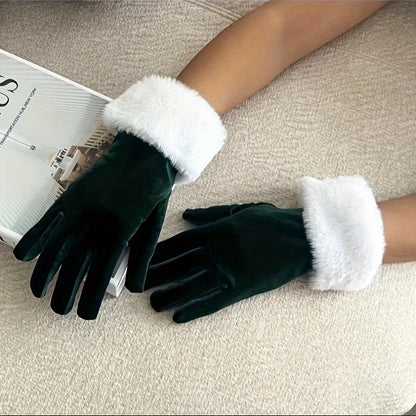 Christmas Velvet Luxury Gloves for Men and Women - Soft Warm Touchscreen Gloves, Suitable for Cold Weather, Outdoor Activities, Driving Warm Winter Gloves - Ideal Christmas, Valentine'S Day Gift, Christmas Glove, Glove, Elega