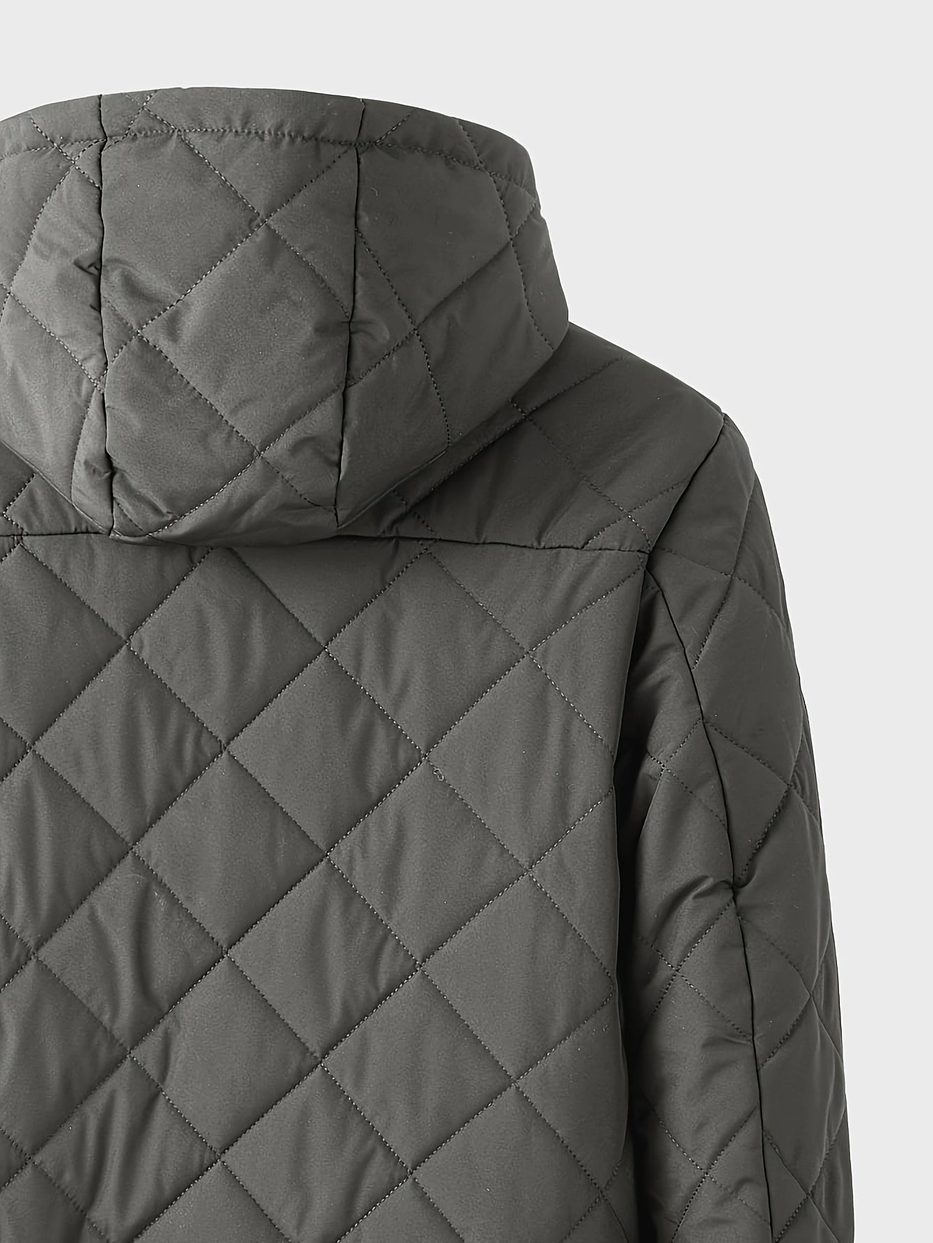 Men's Casual Fleece-Lined Hoodie Jacket - Warm, Windproof Zip-Up Coat with Quilted Design for Fall/Winter, Winter Coat