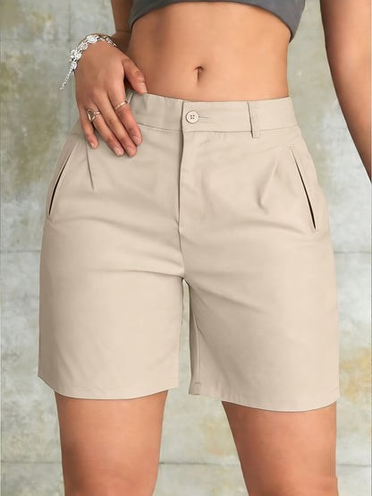 Women’s Lightweight Minimalist Suit Shorts with Pockets - Summer Casua