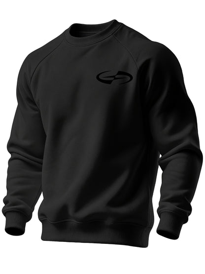 Men's Casual Crew Neck Black Print Sweatshirt for Spring/Fall