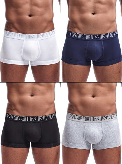 Men's Cotton Boxer Briefs 4-Pack - Breathable, Moisture-Wicking Fit