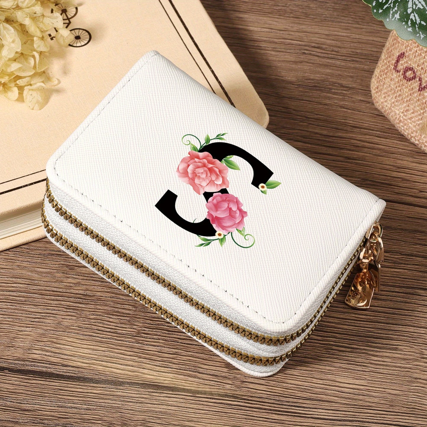 Women's Lightweight Wallet - Compact Zipper Purse with Multiple Card Slots & Coin Pocket, Elegant Monogram Initials, Secure Closure for Everyday, Travel, Gift - Women's Credit Card Organizer, Everyday Carry Purse, Stylish Ini