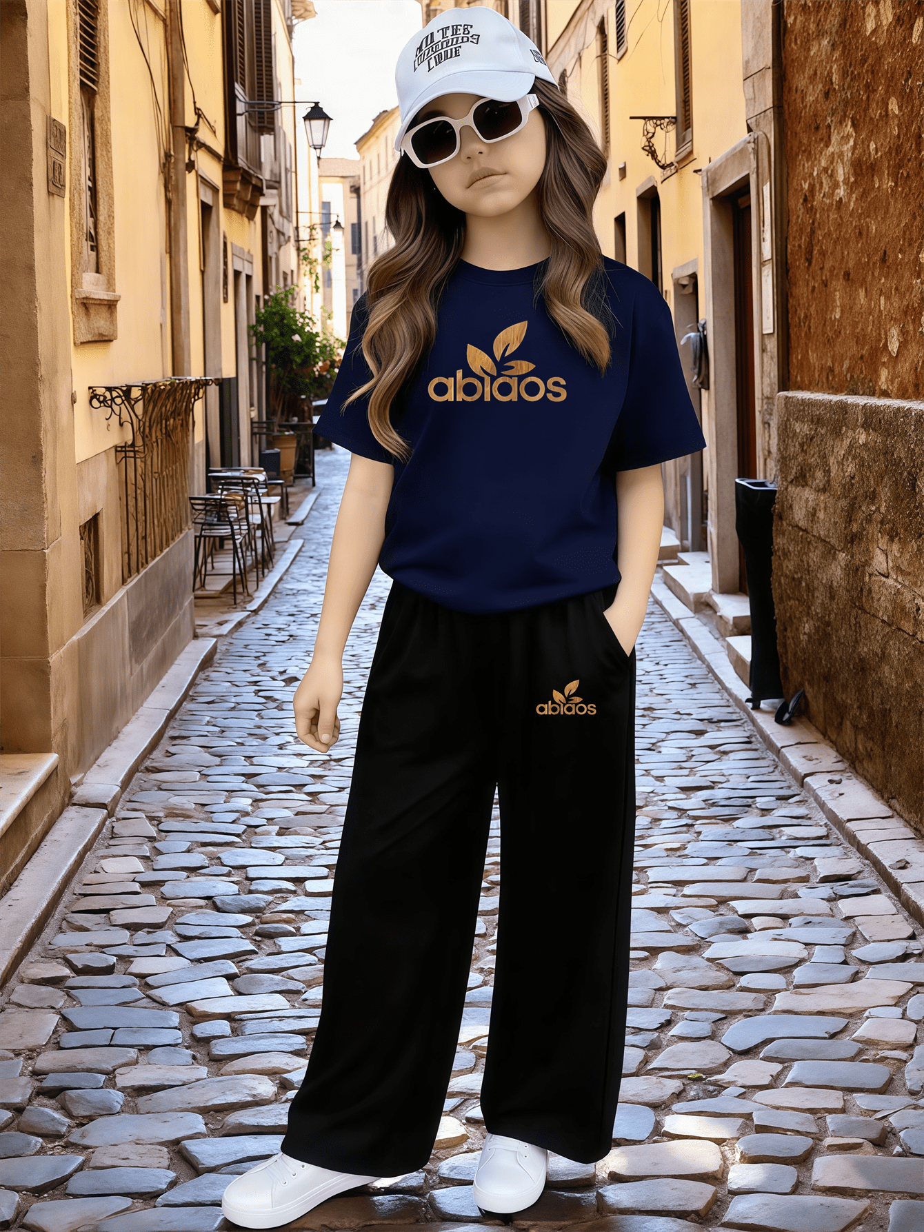 Girls Casual 2-Piece Summer Set: Printed T-Shirt & Wide Leg Pants