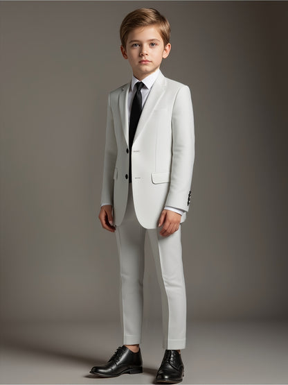 Boys' White Two-Piece Suit Regular Fit for Formal Occasions