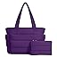 Lightweight Quilted Puffer Tote Bag for Women, Travel & Work