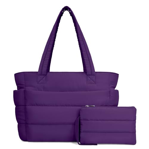 Lightweight Quilted Puffer Tote Bag for Women, Travel & Work