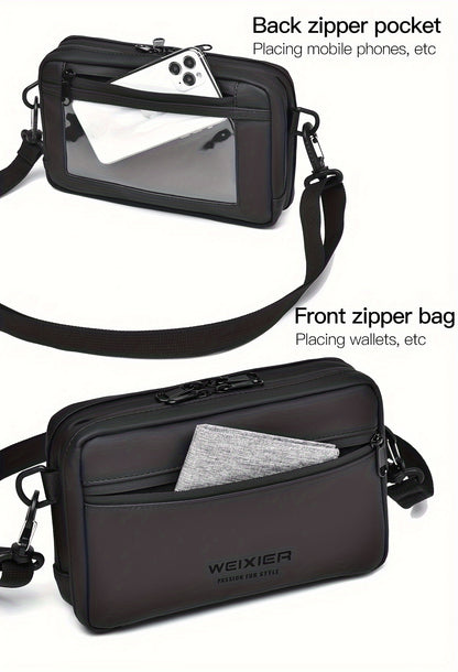 WEIXIER Unisex Fashion Messenger Bag, Shoulder Satchel with Detachable Strap, Polyester Lined, Business Briefcase for Commuting  Outdoor, Ideal Gift for Husband Or Boyfriend