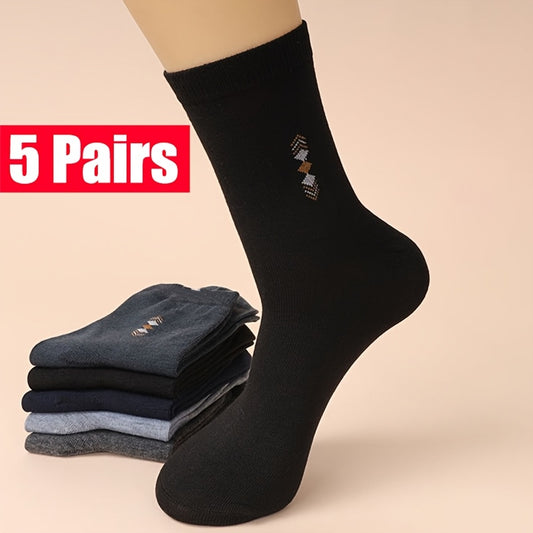 5 Pairs of New Four Seasons Warm and Sweat-absorbing Simple and Versatile Men's Business Long Socks