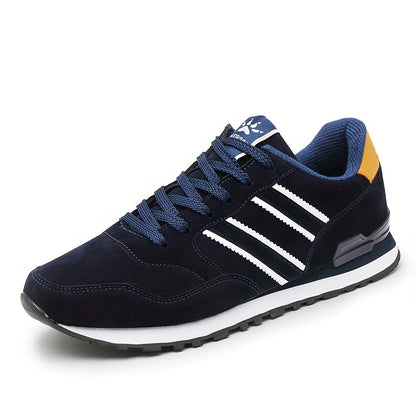 Men's Trendy Solid Old School Style Sneakers, Comfy Non Slip Casual Lace Up Shoes For Men's Outdoor Activities