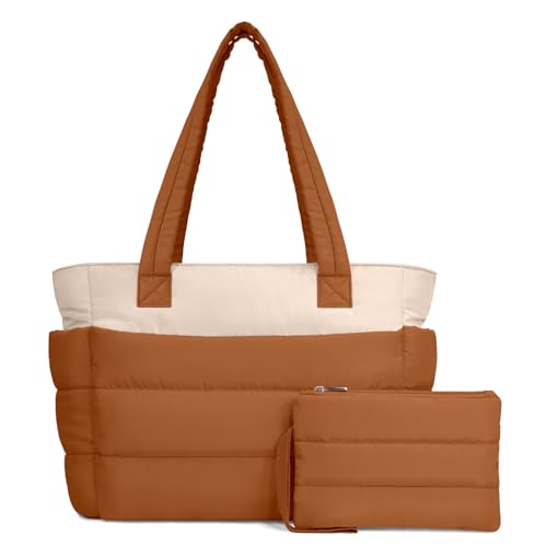 Lightweight Quilted Puffer Tote Bag for Women, Travel & Work