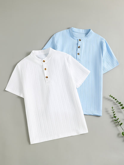 Boys' Half-Zip Polo Shirts Casual Tops for Spring to Fall
