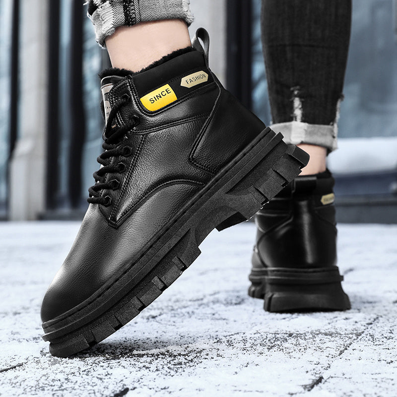 Men'S High-Top Winter Snow Boots - Heavy-Duty Thermal Insulated Cold Weather Boots with Lace-Up Closure, Non-Slip Rubber Sole - Brown - for Hiking, Outdoor