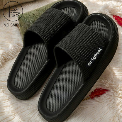 New Fashionable Side Letter Decals, Casual and Simple Original Design, Round Toe, Breathable EVA Material, Anti-Slip and Odor-Resistant, Indoor/Outdoor Slippers for Home Use - ayq