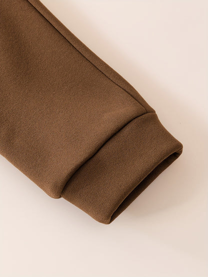 Աշնանային ձմեռային նոր, հաստ, կլոր վզով սվիտեր, երկար թևքերով, 3 գույնանի, պատչվորք, խաչաձև նախշերով, տառերով պատչ, տաք, հարմարավետ, առօրյա, բազմակողմանի սպորտային տաբատ, 2 հատանոց հավաքածու, DONABEBE, բացօթյա օգտագործման համար