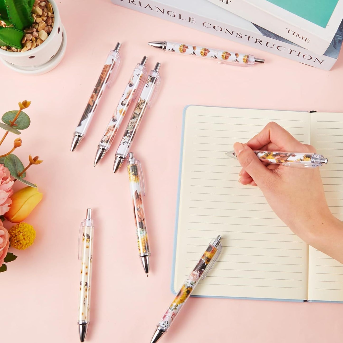 8pcs Ballpoint Pens for Women 1.00mm Cute Black Ink Fancy Pens Fine Point Smooth Writing Office Supplies(Horse)