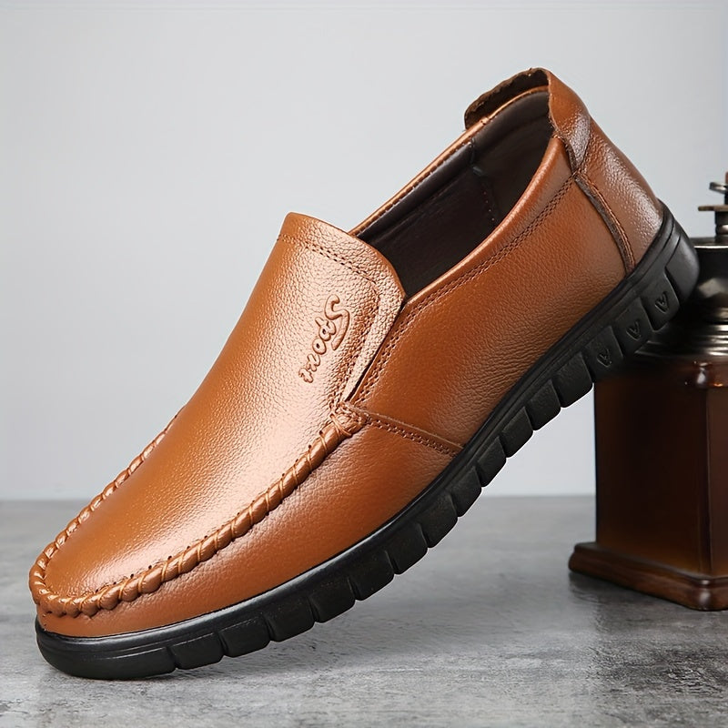 Men's Casual Cowhide Leather Slip-On Shoes for Comfort