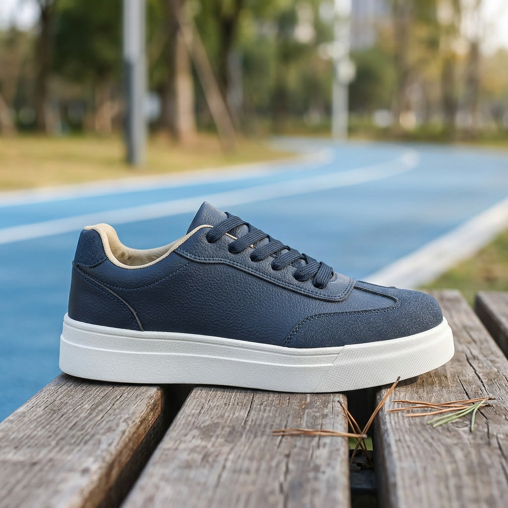 Men's Casual Low-Top Sneakers PU Upper Flat Sole Vintage Style