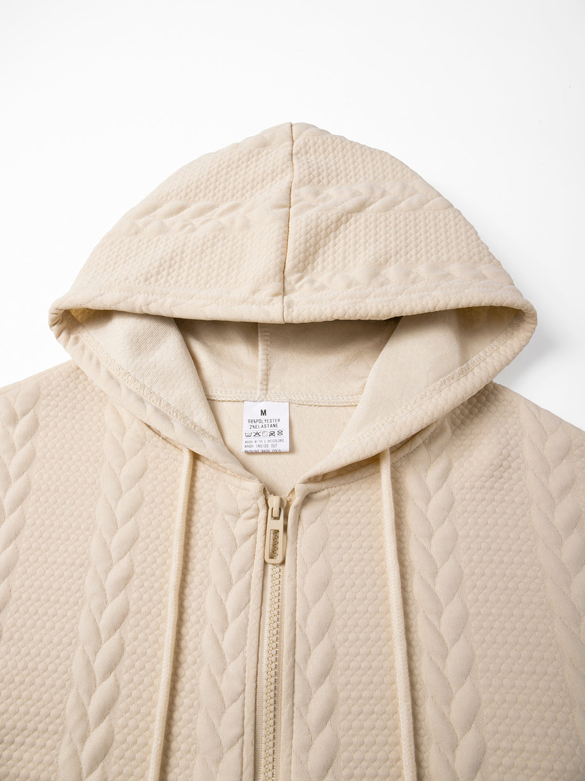 Men's Autumn Winter Hooded Textured Fleece Jacket with Zipper