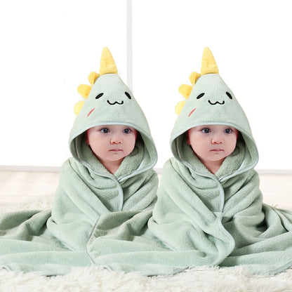 2-Pack Cartoon Animal Poncho Bathrobe, Hooded Towel Wrap, Super Absorbent Microfiber, Knit Fabric, Machine Washable, Ideal for Christmas/Halloween/Thanksgiving Gift - Grey & Green