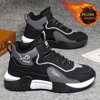 Men's Winter Fleece Ankle Boots Warm Non-Slip Casual Shoes