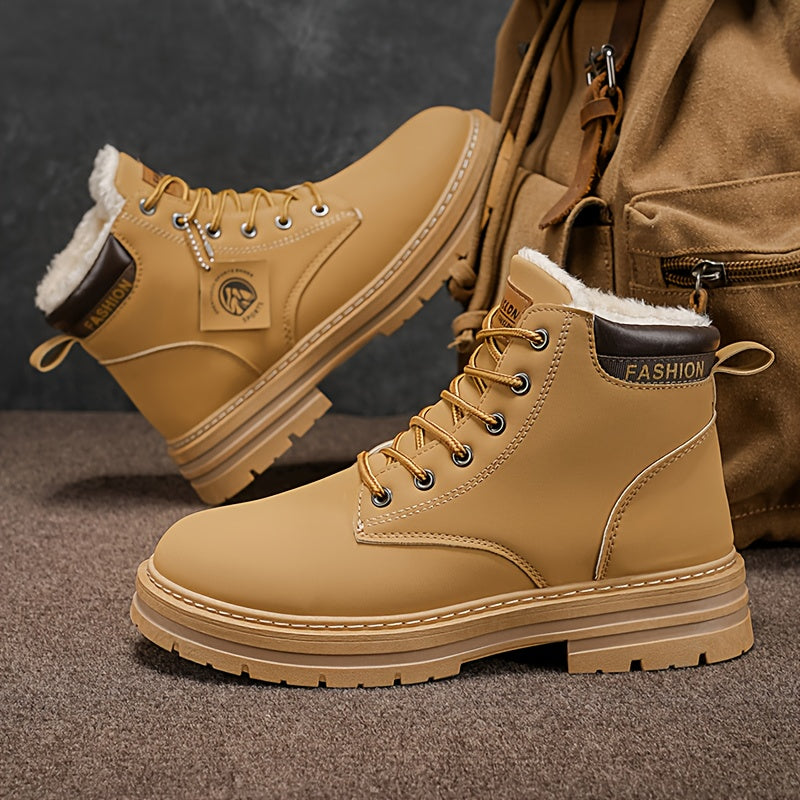 A Pair of Fashionable Men's Boots, Outdoor Warm, Sports Casual Trendy Versatile Shoes for Man