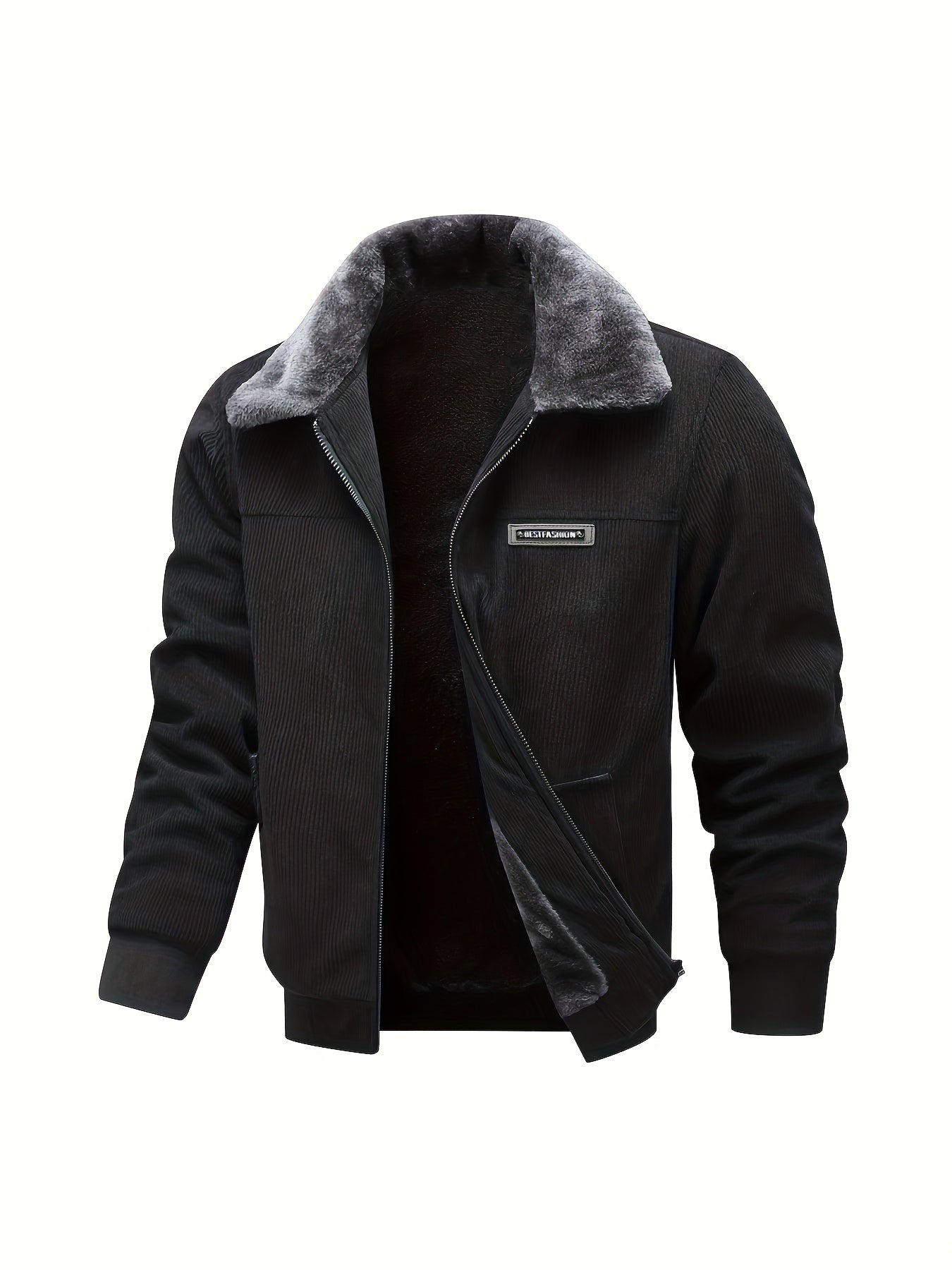 Men'S Heavyweight Winter Jacket - Thermal Insulated Coat with Zipper Closure, Long Sleeve Cold Weather Outerwear, Front Pockets - Olive Green - Formal & Casual Outerwear, Thick