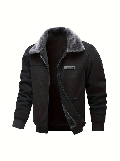 Men'S Heavyweight Winter Jacket - Thermal Insulated Coat with Zipper Closure, Long Sleeve Cold Weather Outerwear, Front Pockets - Olive Green - Formal & Casual Outerwear, Thick