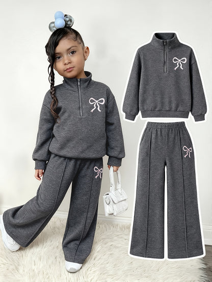 Baby Girl Two-Piece Fleece Hoodie and Pants Set for Fall/Winter