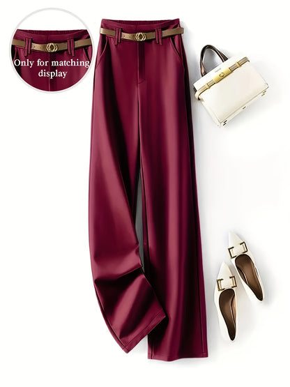 Elegant Navy Blue Satin Sleeveless Blouse & Wide-Leg Pants Set - Chic Belted Waist, High-Waisted Design, Smooth Texture, Perfect for Casual or Formal Occasions, Formal Attire | Belted Waist Blouse | Glossy Finish